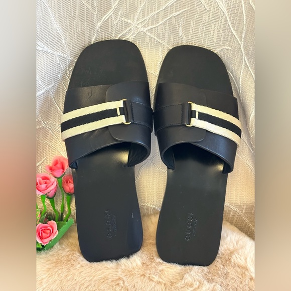 GUCCI SANDAL WOMENS BLACK LEATHER ( Calf) Size 36.5 - Picture 2 of 13